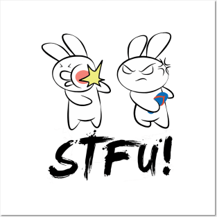 STFU ! Funny Bunny flip flop Slap Meme Posters and Art